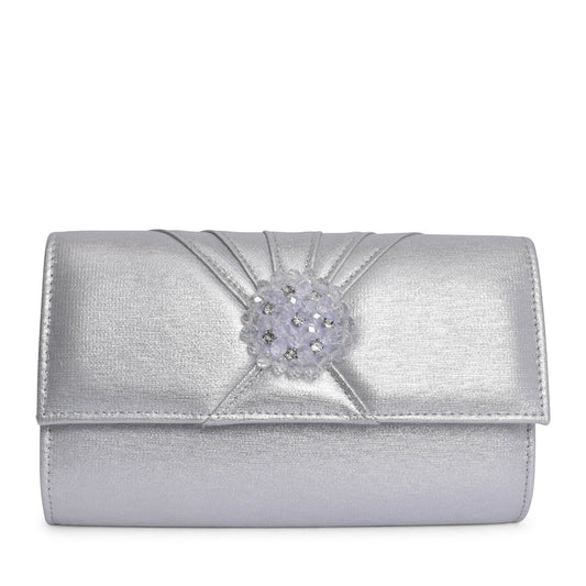 Ladies Aria Ulg019 Clutch Bag In Silver