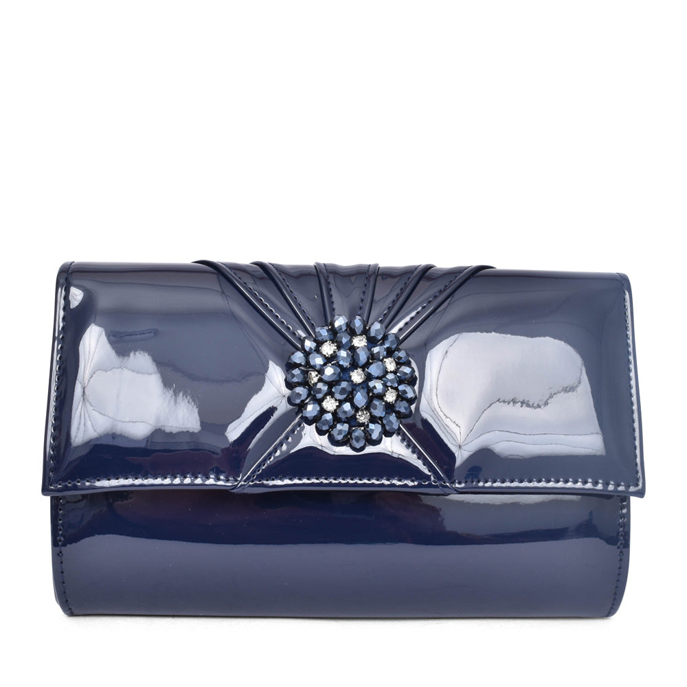 Ladies Aria Ulg019 Clutch Bag In Navy Patent