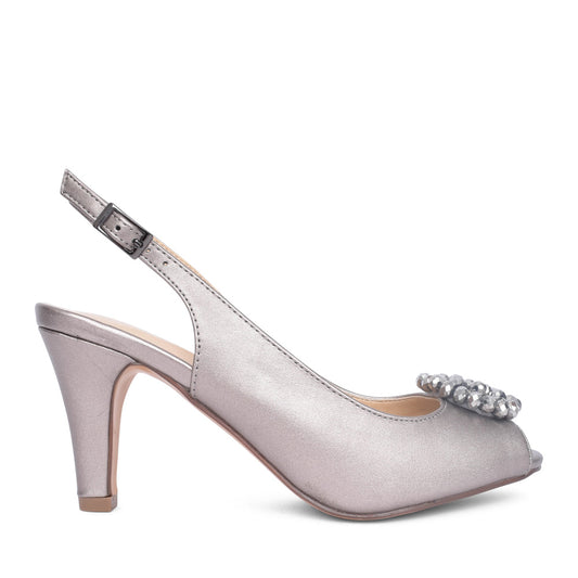 Ladies Elodie Uls042 Peep Toe Court Shoe In Pewter