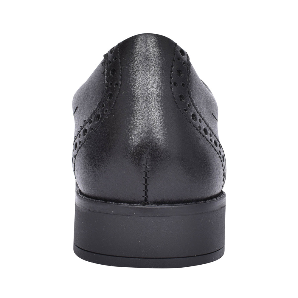 Girls Aubrie Tap Black Leather Brogue In Kids F Fit