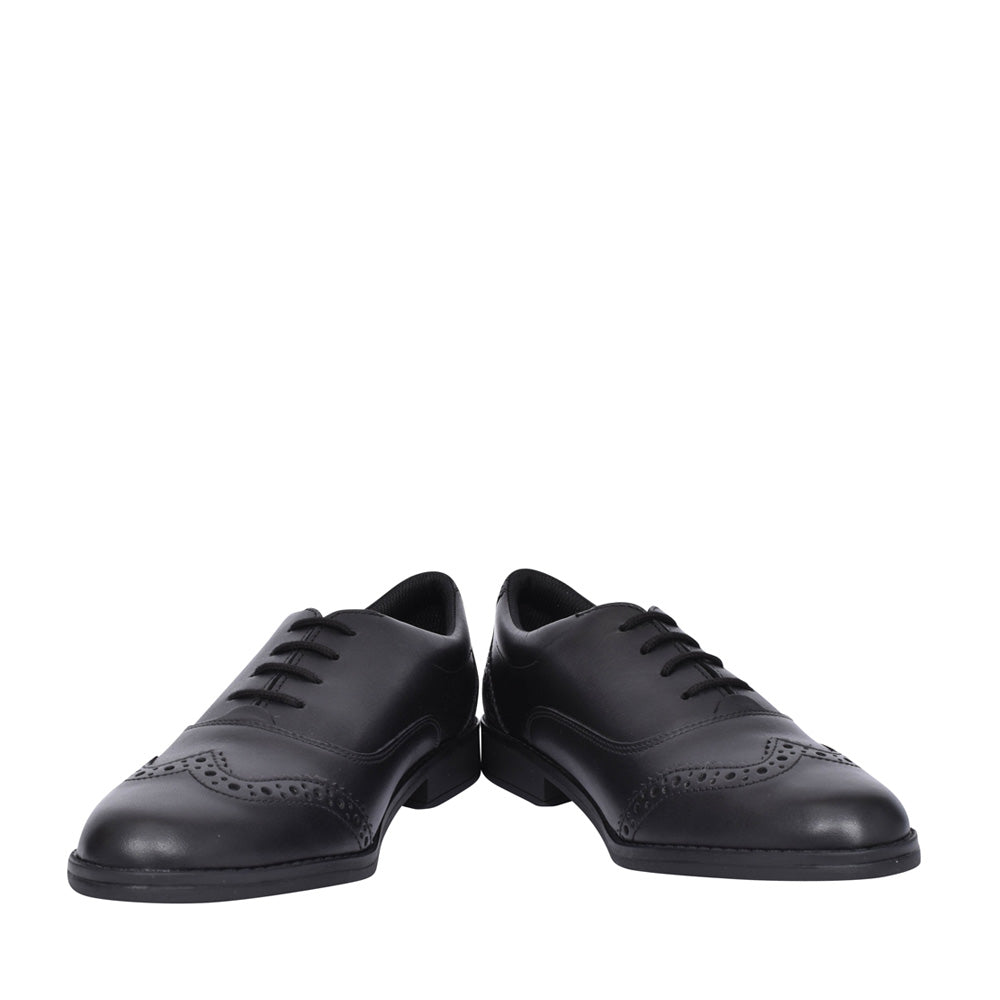 Girls Aubrie Tap Black Leather Brogue In Kids G Fit