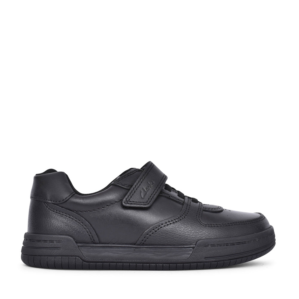 Boys Black Leather Velcro Shoe In Kids G Fit