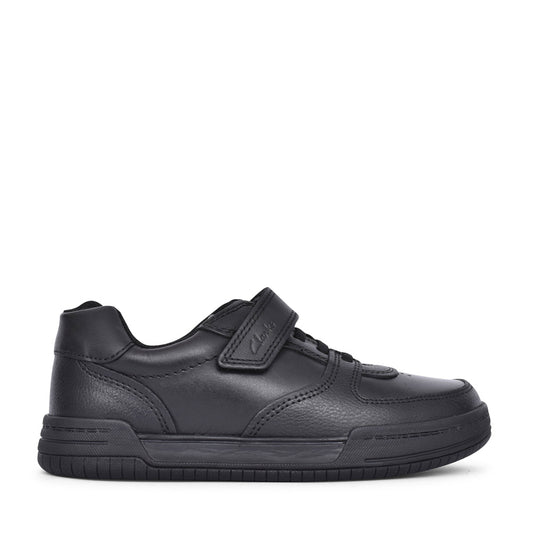 Boys Black Leather Velcro Shoe In Kids G Fit