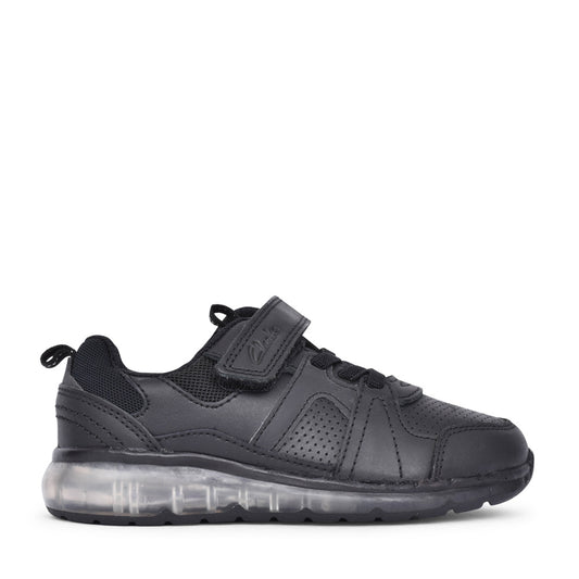 Boys Spark Beam Black Leather Trainer In Kids F Fit