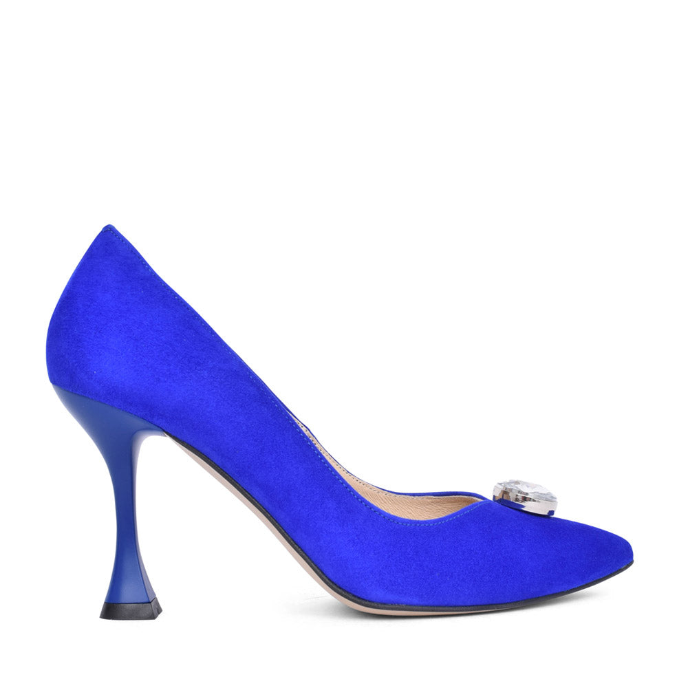 Ladies 7975 High Heel Court Shoe In Cobalt