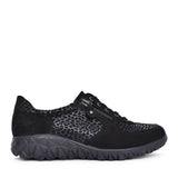 Ladies H89001 Havy Laced Trainer In Black