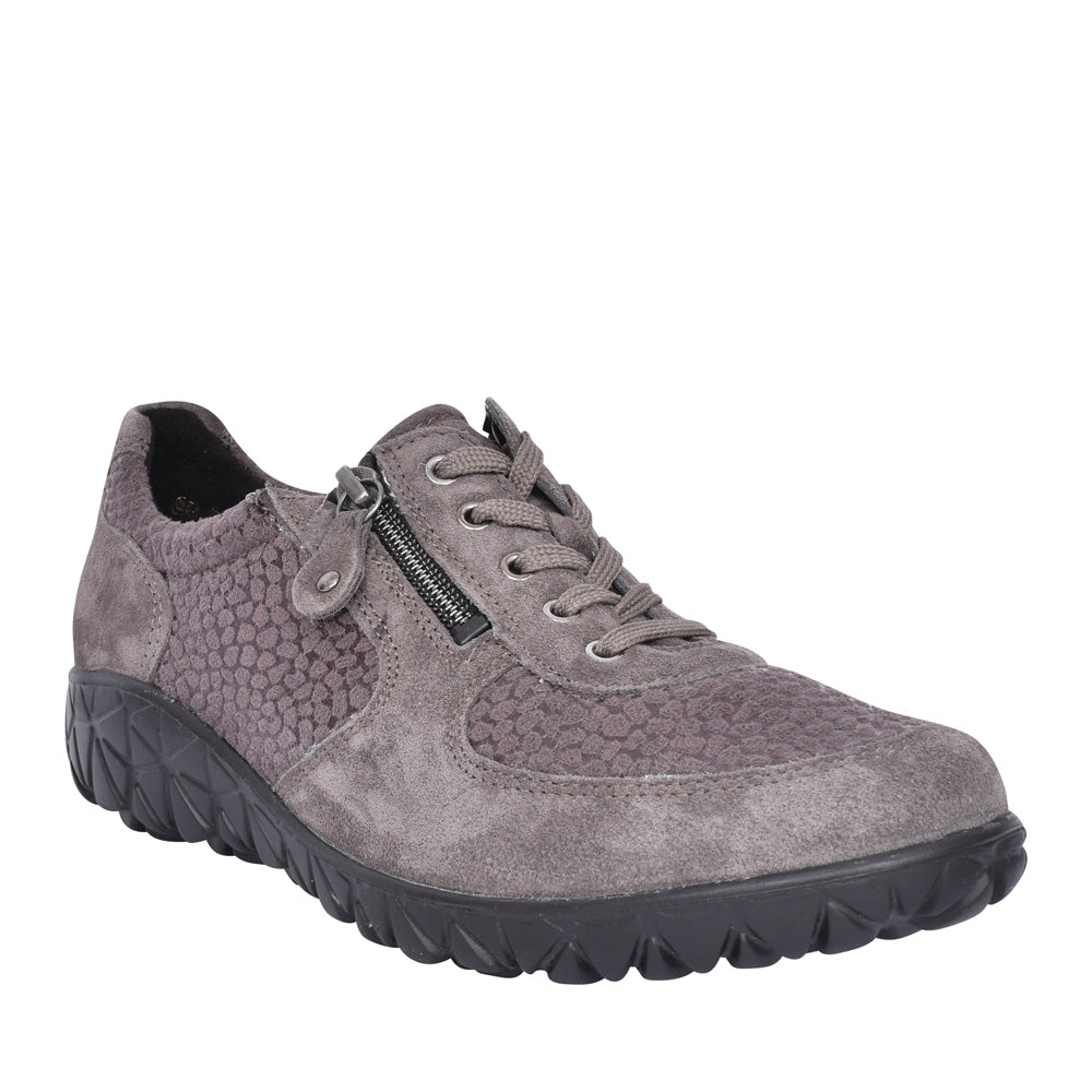 Ladies H89001 Havy Laced Trainer In Grey