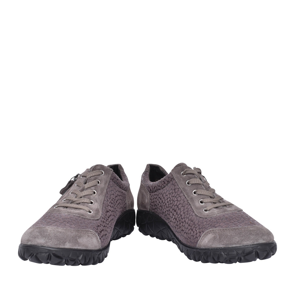 Ladies H89001 Havy Laced Trainer In Grey
