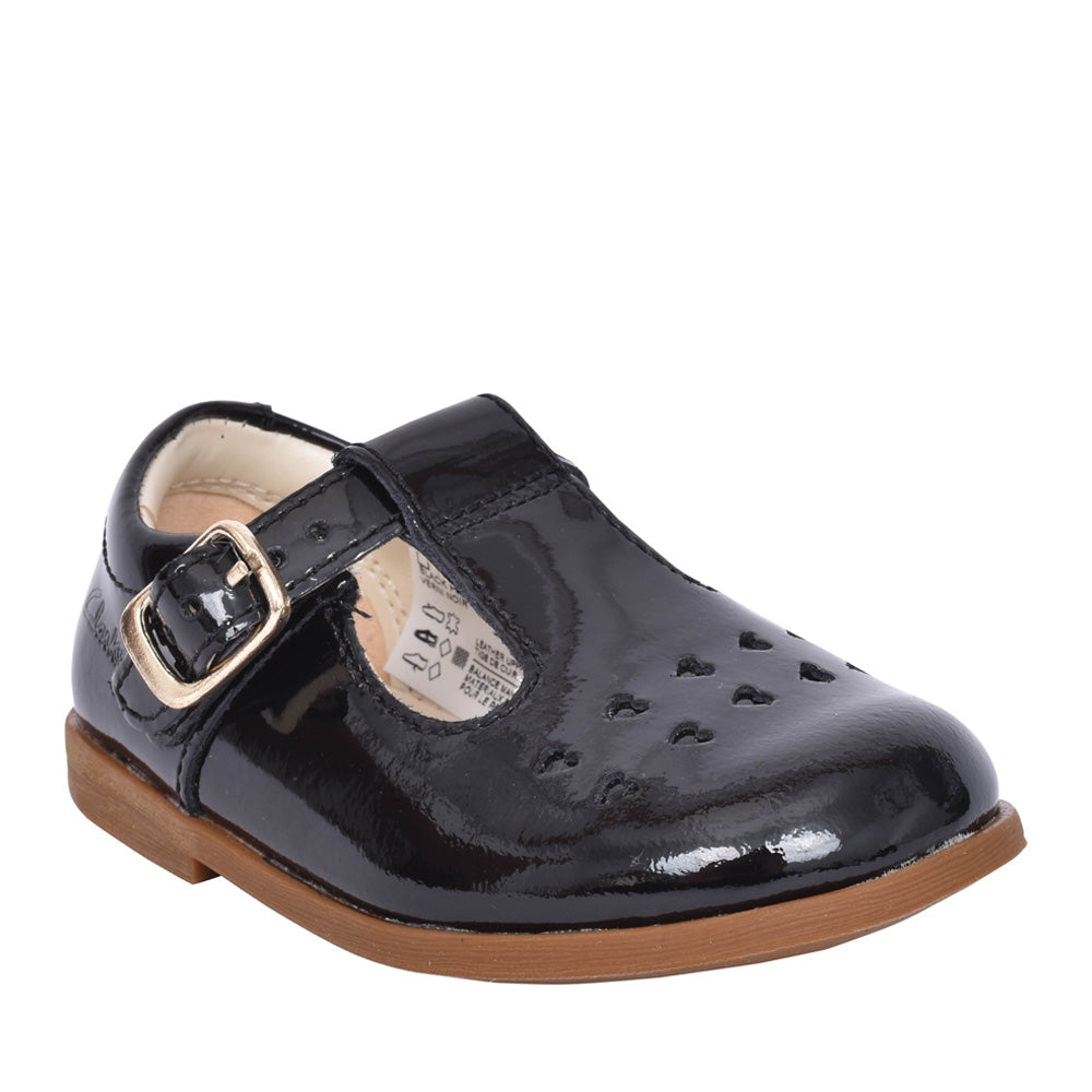 Girls Drew Play Black Patent T-bar Shoe In Kids F Fit