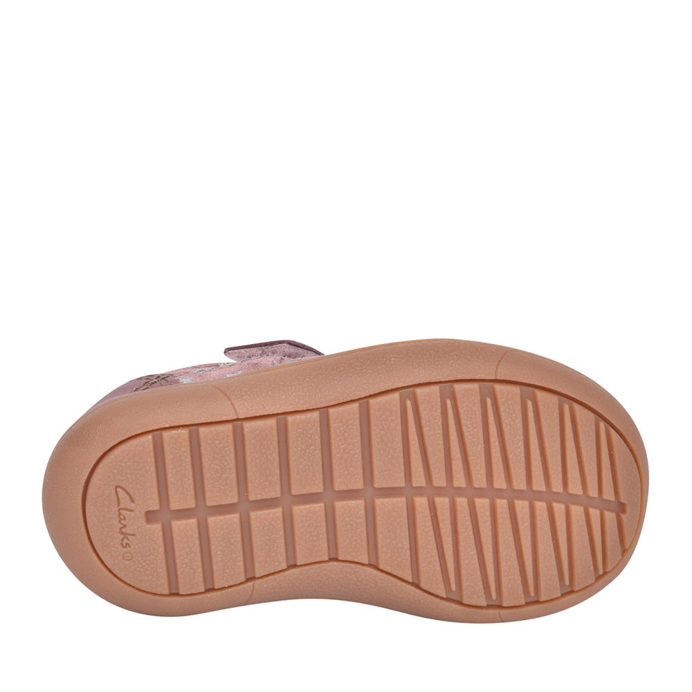 Girls Flash Mouse Dusty Pink Leather T-bar Shoe In Kids F Fit