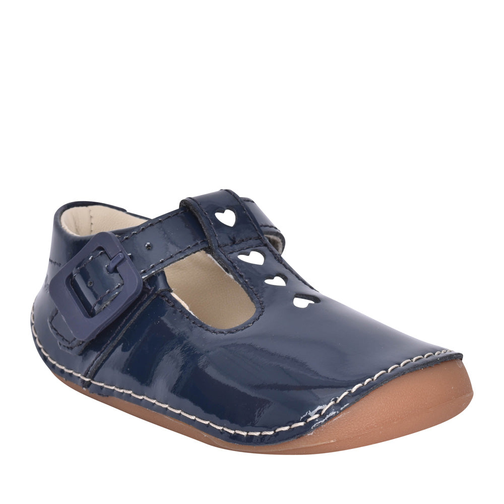 Girls Tiny Beat Navy Patent Shoe In Kids G Fit