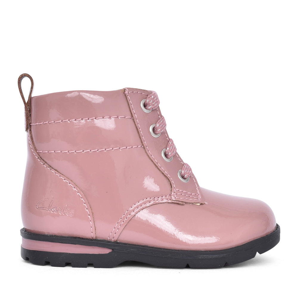 Girls Dabi Lace Pink Patent Boot In Kids F Fit