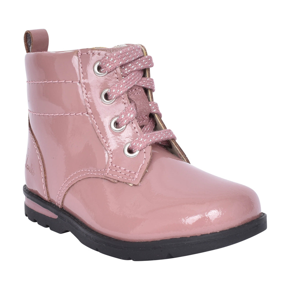 Girls Dabi Lace Pink Patent Boot In Kids F Fit