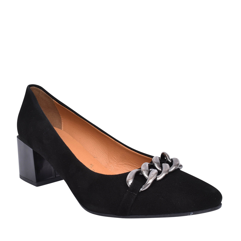 Ladies 6133 G-fit Low Block Heel Court Shoe In Black