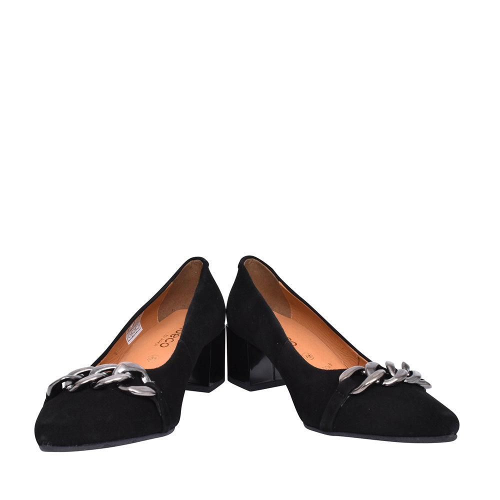 Ladies 6133 G-fit Low Block Heel Court Shoe In Black