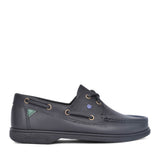 Unisex Admirals Leather Boat Shoe In Black