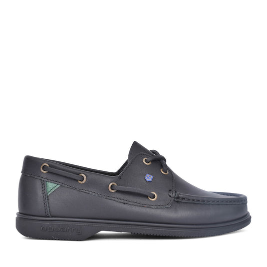 Unisex Admirals Leather Boat Shoe In Black