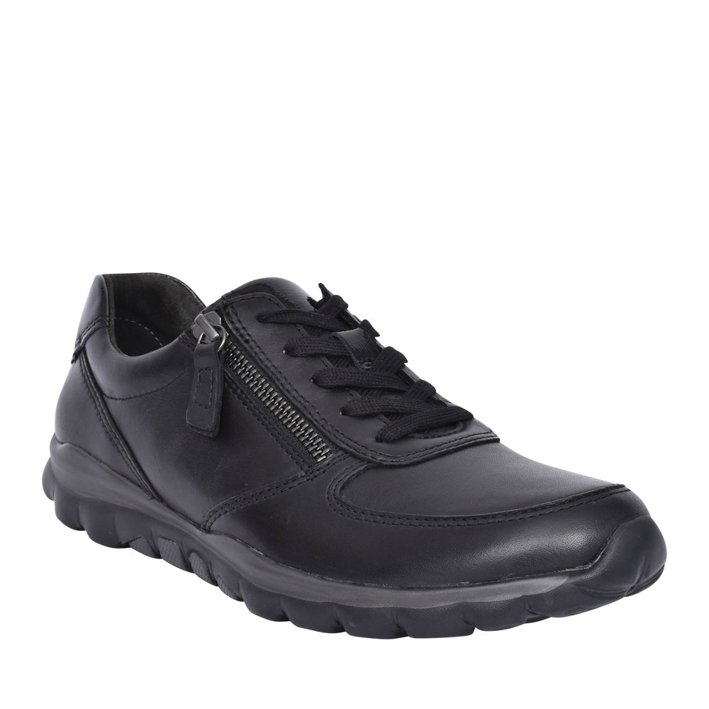 Ladies 96.968 Laced Trainer In Blk Leather