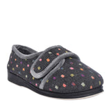 Ladies Lotty Velcro Slipper In Grey