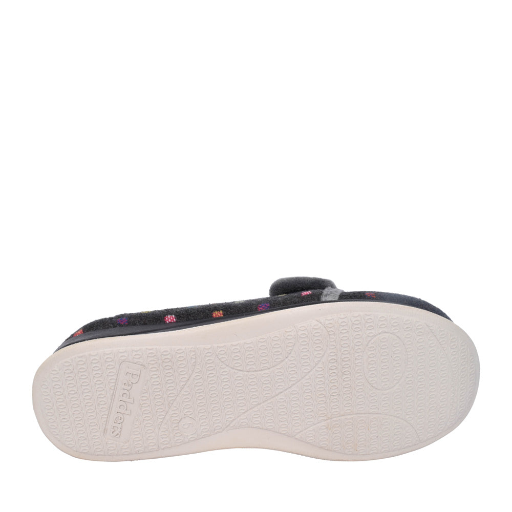 Ladies Lotty Velcro Slipper In Grey