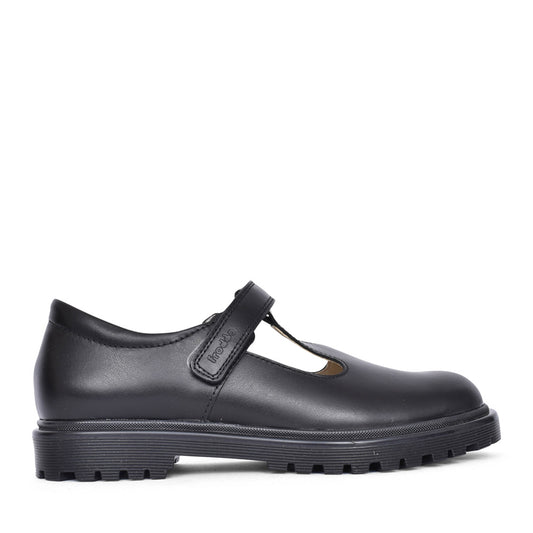 Girls Lea G3140113 Leather T-bar Shoe In Blk Leather