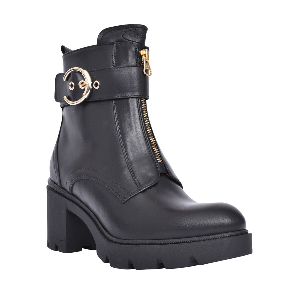 Ladies 13771 Medium Heel Ankle Boot In Black