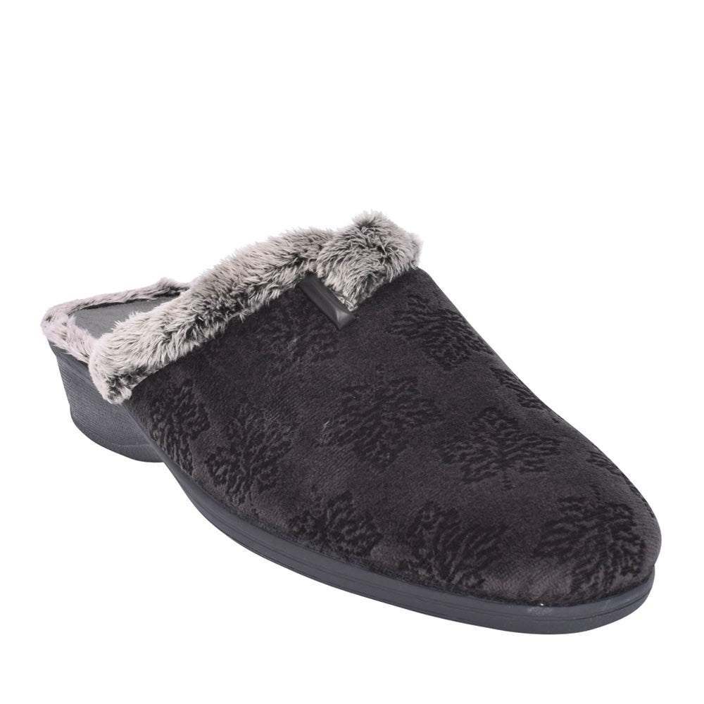 Wedge Mule Slipper In Grey