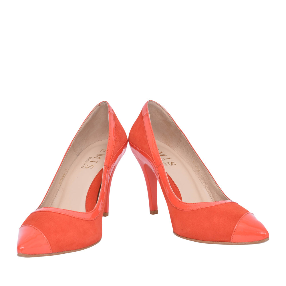 Ladies 7993 High Heel Court Shoe In Orange