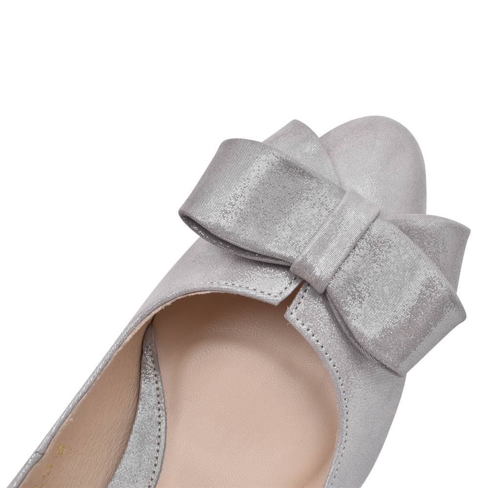 Ladies 8026 Low Heel Court Shoe In Grey