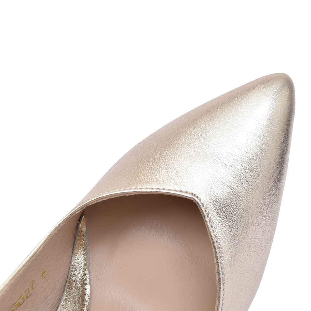 Ladies 8027 High Heel Court Shoe In Gold