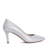 Ladies 6047 Medium Heel Court Shoe In Silver