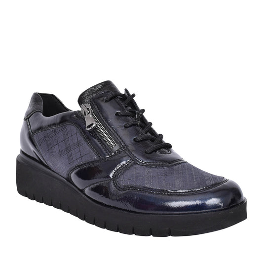 Ladies H-florenz 711h01 Wedge Trainer In Navy Patent