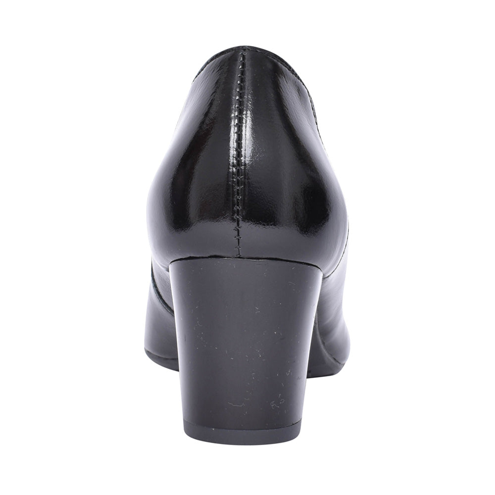 Ladies 5527 G-fit Low Heel Court Shoe In Black Patent