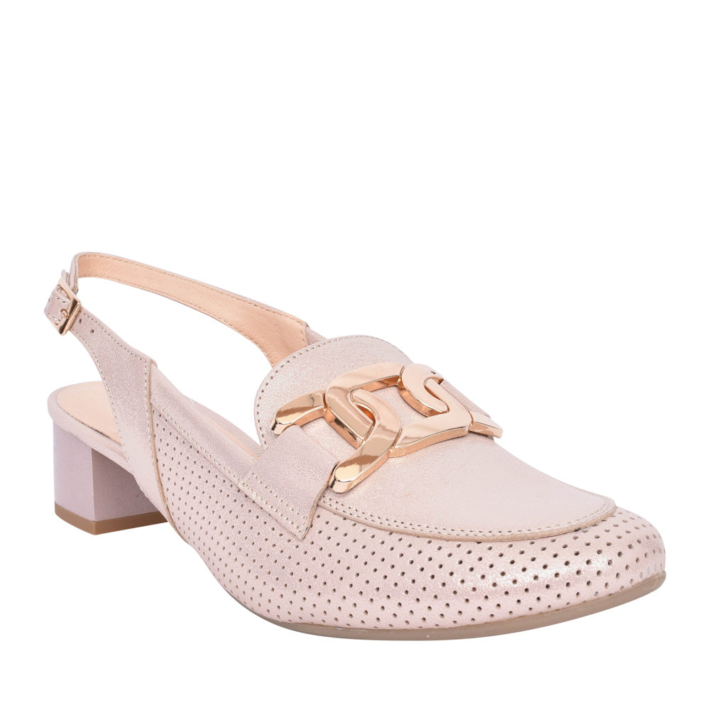 Ladies 3963 G-fit Low Block Heel Sling Back Court Shoe In Pink