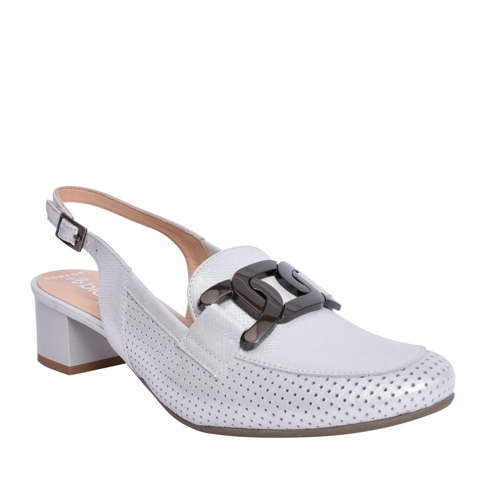 Ladies 3963 G-fit Sling Back Court Shoe In Silver