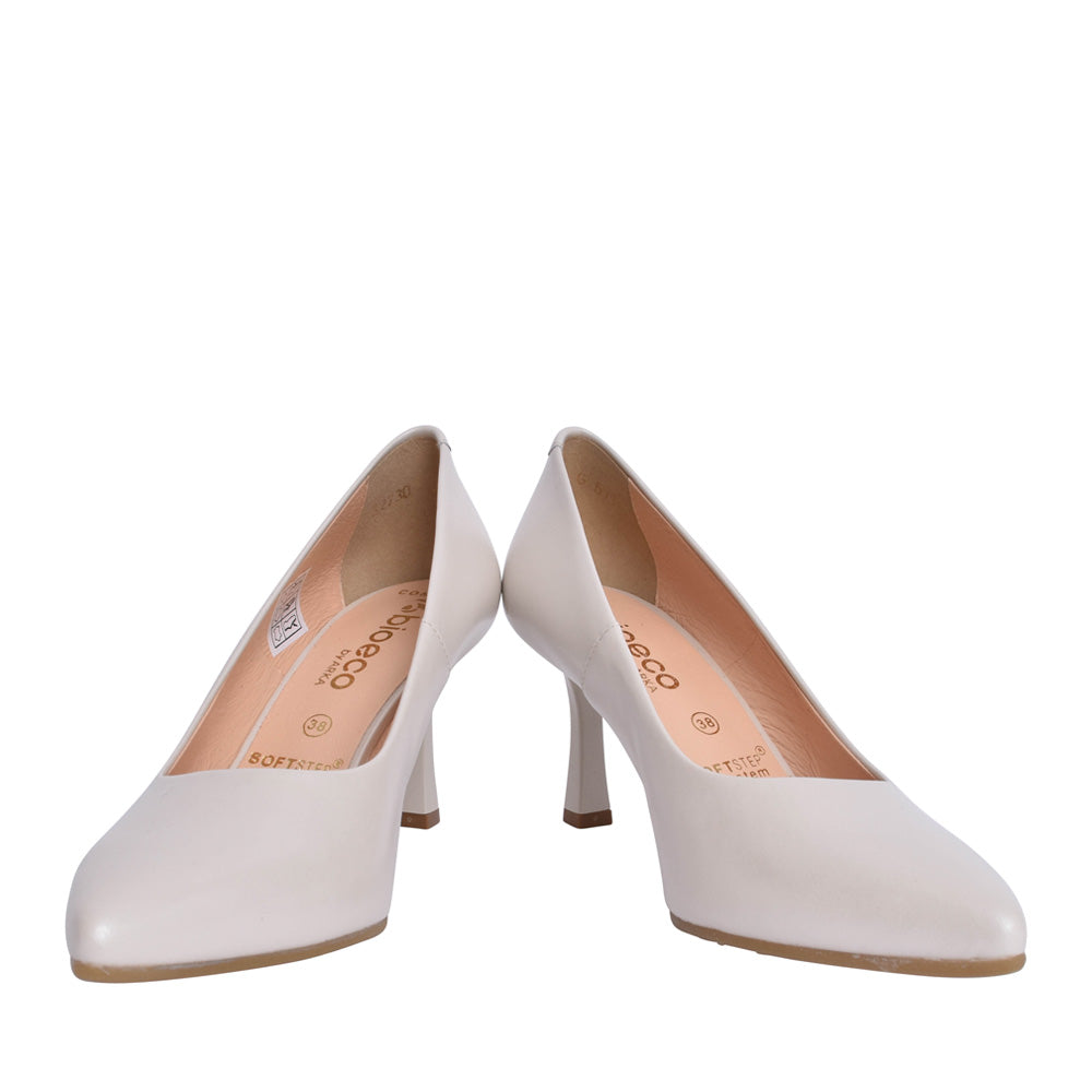 Ladies 6178 G-fit Medium Heel Court Shoe In Beige