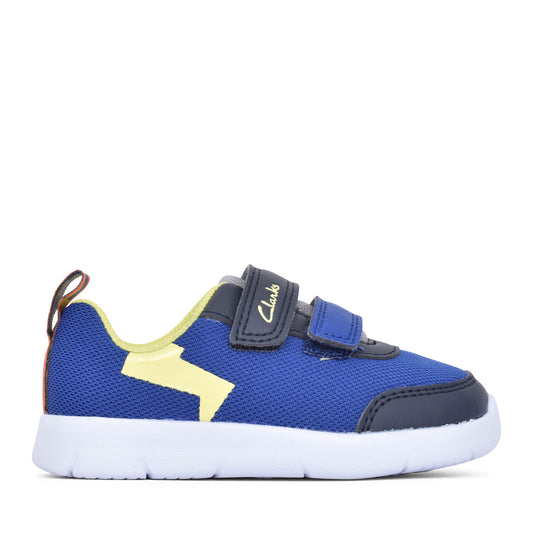 Boys Ath Yell T Blue Combi Velcro Shoe In Kids F Fit