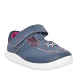 Girls Crest Prom T Dark Blue Leather Shoe In Kids G Fit