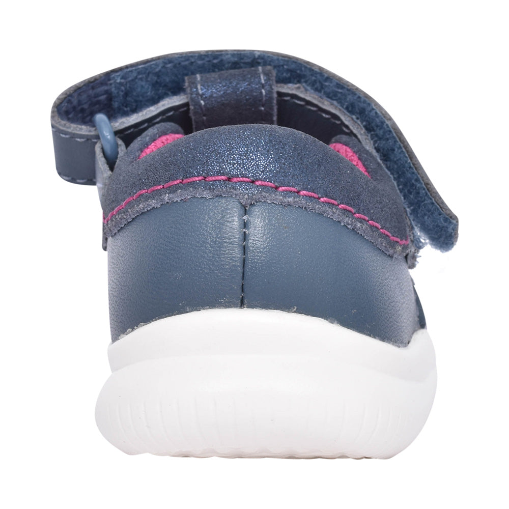 Girls Crest Prom T Dark Blue Leather Shoe In Kids G Fit