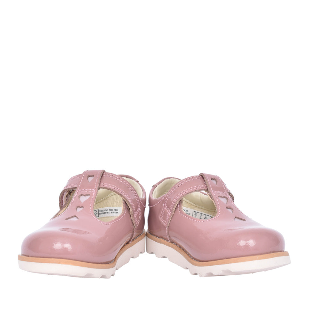 Girls Crown Teen T Dusty Pink Patent T-bar Shoe In Kids E Fit