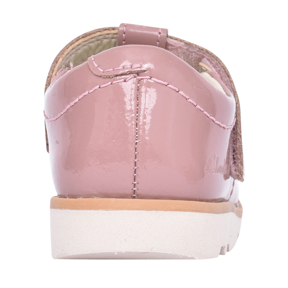 Girls Crown Teen T Dusty Pink Patent T-bar Shoe In Kids E Fit