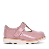 Girls Crown Teen T Dusty Pink Patent T-bar Shoe In Kids H Fit