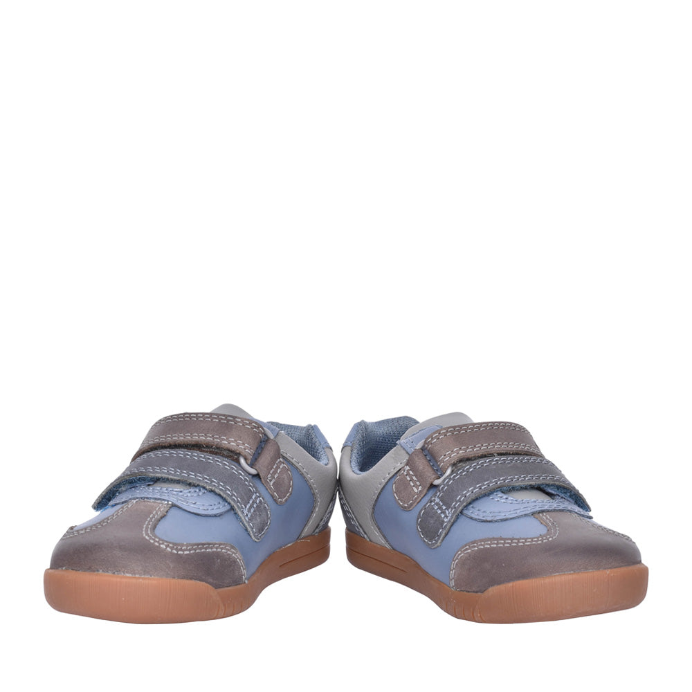 Boys Den Stripe T Blue Combi Velcro Shoe In Kids F Fit