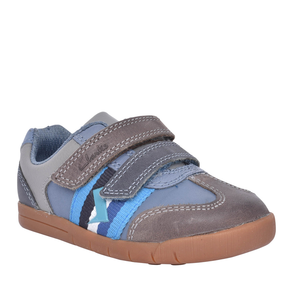 Boys Den Stripe T Blue Combi Velcro Shoe In Kids G Fit