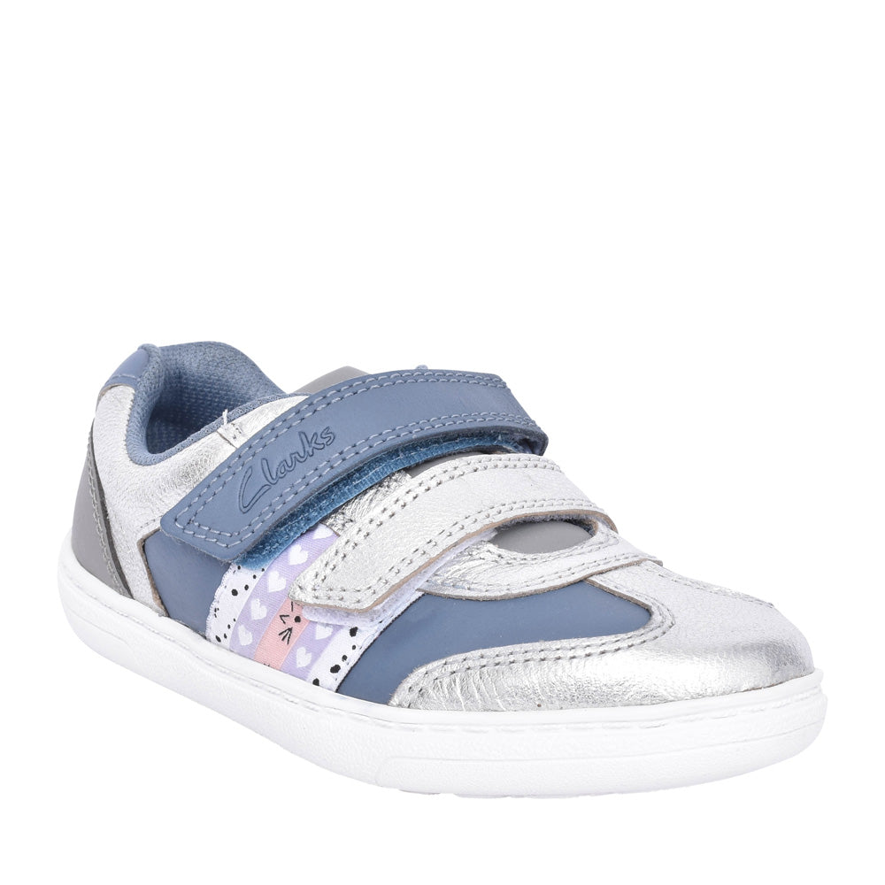 Girls Flash Web T Denim Blue Velcro Shoe In Kids G Fit