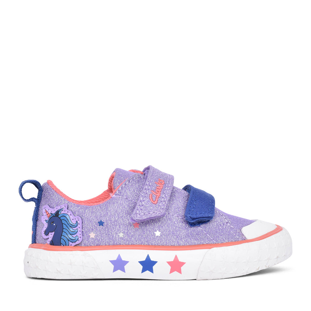 Girls Foxing Play T Purple Canvas Velcro Shoe In Kids F Fit