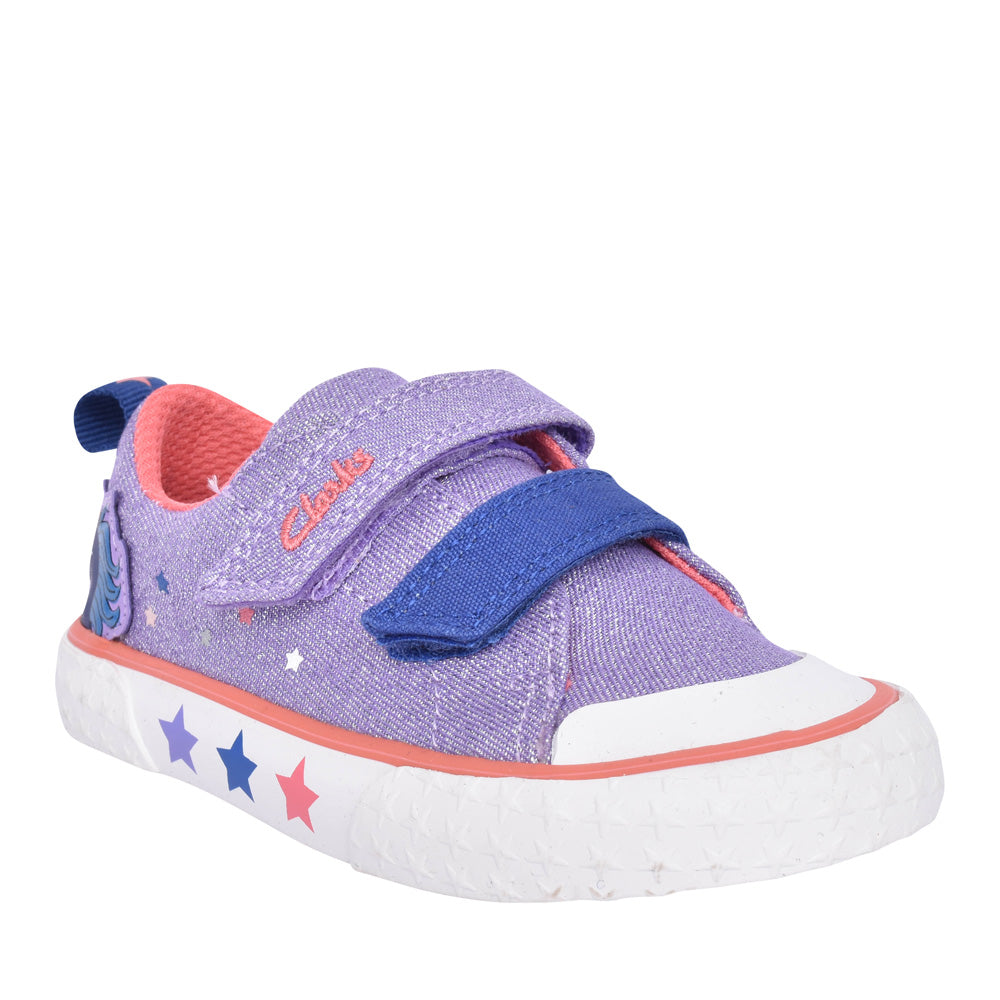 Girls Foxing Play T Purple Canvas Velcro Shoe In Kids F Fit