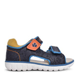 Boys Roam Plane Navy Leather Velcro Sandal In Kids F Fit