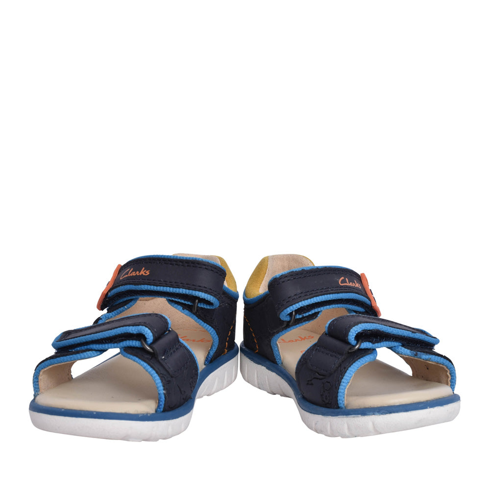 Boys Roam Plane Navy Leather Velcro Sandal In Kids F Fit