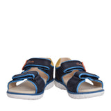 Boys Roam Plane Navy Leather Velcro Sandal In Kids G Fit